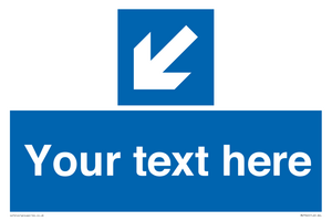 Custom Mandatory directional sign, blue arrow down and left